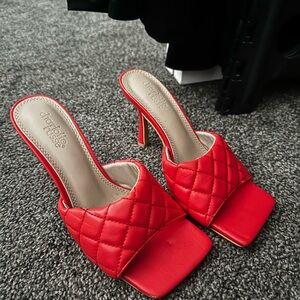 Charles & Keith Vibrant Red Quilted Heels